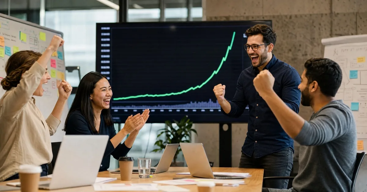 Illustration éditoriale : cas client Happy Scribe — structuration de la finance d'une scale-up