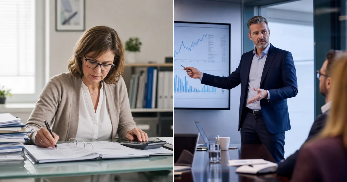 Illustration éditoriale : DAF externalisé vs expert-comptable — quelle est la vraie différence