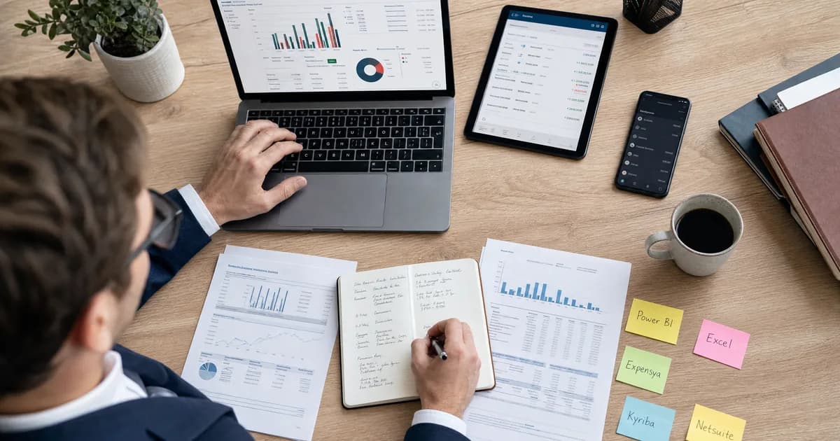 Illustration éditoriale : 10 outils essentiels pour CFO startup — la shortlist du praticien